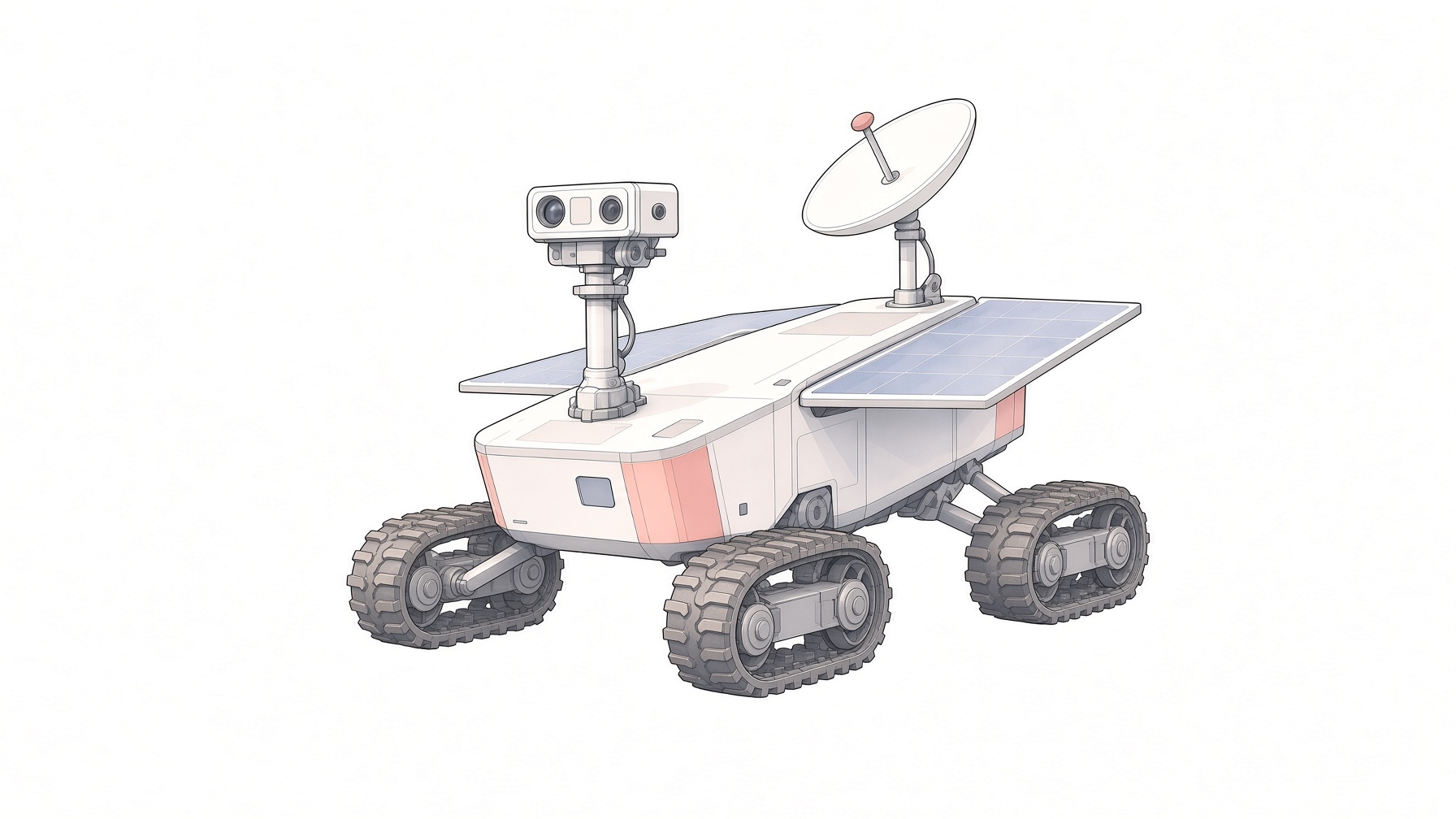 A rover on a plain, pencil and watercolor
